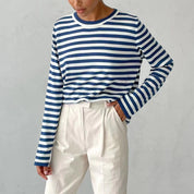 Josephine Delacourt | Striped Knit Long Sleeve Sweater For Women