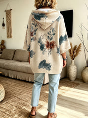 Isadora Beaulieu | Floral Hooded Cape Sweater For Women