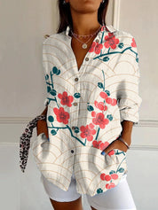 Adele Fontenoy | Floral Colorblock Long Sleeve Shirt For Women