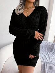 Margot Delahaye | Cable-Knit Peplum Sweater Mini Dress For Women