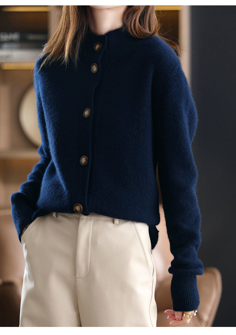 Celeste Armand | Stand Collar Knitted Cardigan Sweater For Women