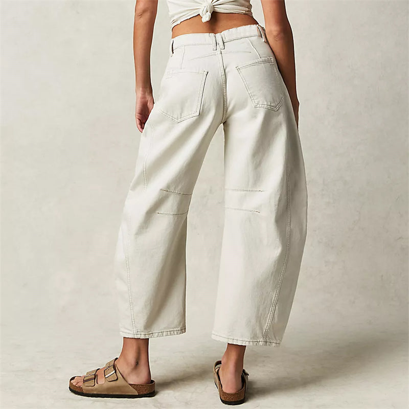 Margeline Ashcroft | High-Rise Barrel Leg Jeans in Light Acid-Wash Denim