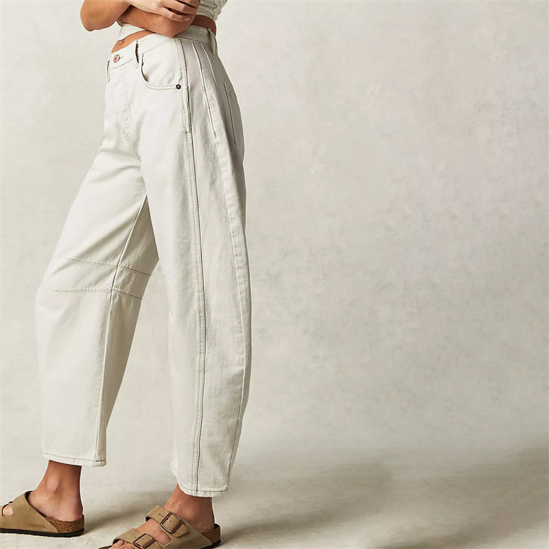 Margeline Ashcroft | High-Rise Barrel Leg Jeans in Light Acid-Wash Denim
