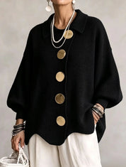Gentry Colewood | Scalloped Hem Collared Button Cardigan For Women