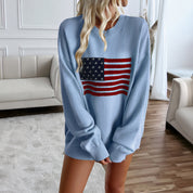 Sloane Hartfield | American Flag Oversized Sweater For Women