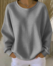 Nadia Brennan | Waffle Knit Oversized Pullover Sweatshirt For Women