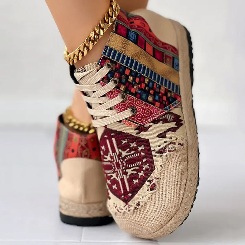 Nathalie Prewitt | Woven Boho High-Top Sneakers For Women