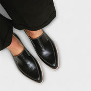 Beatrix Langford | Black Pointed-Toe Leather Loafers