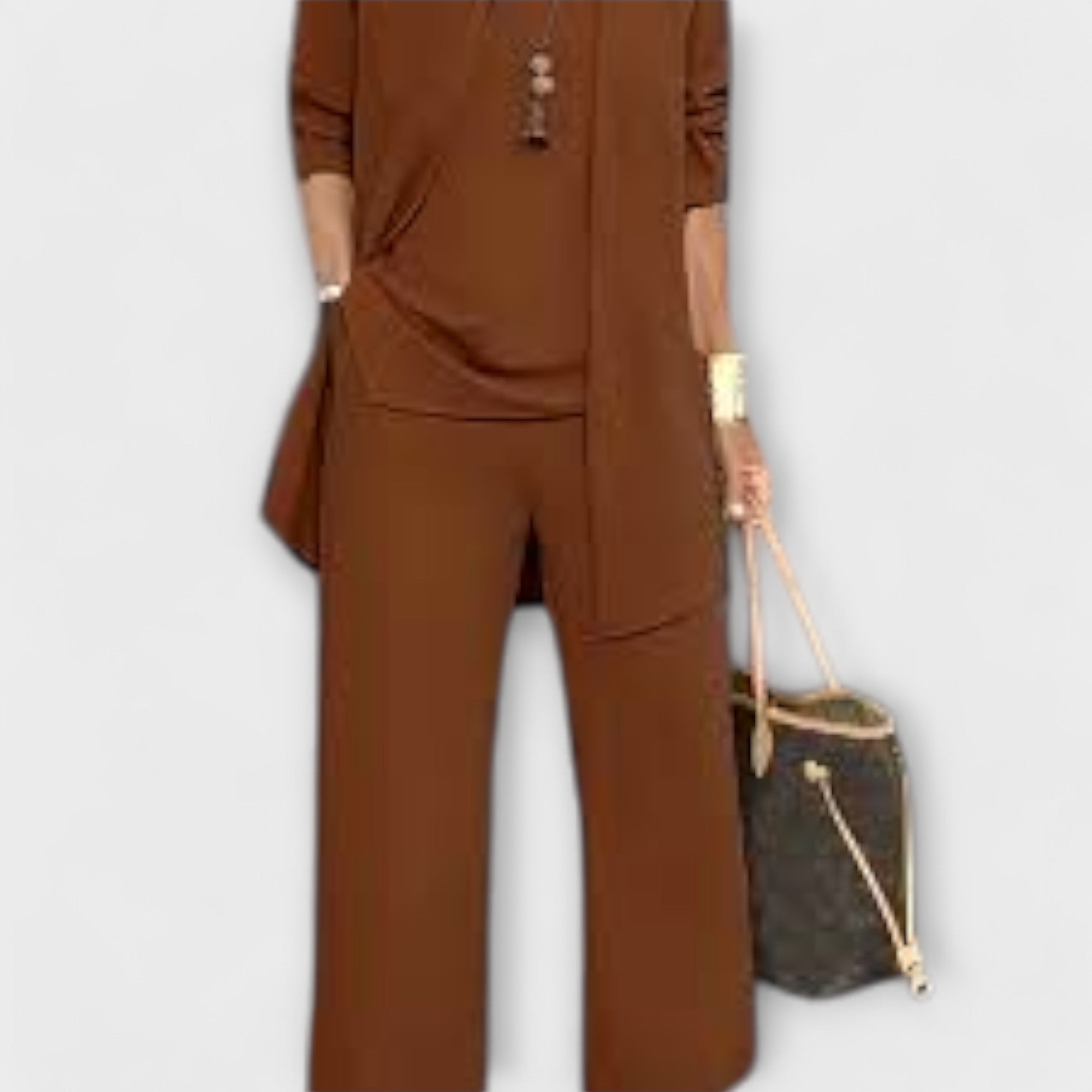 Lavinia Montcourt | Grey Three-Piece Cardigan Set for Women