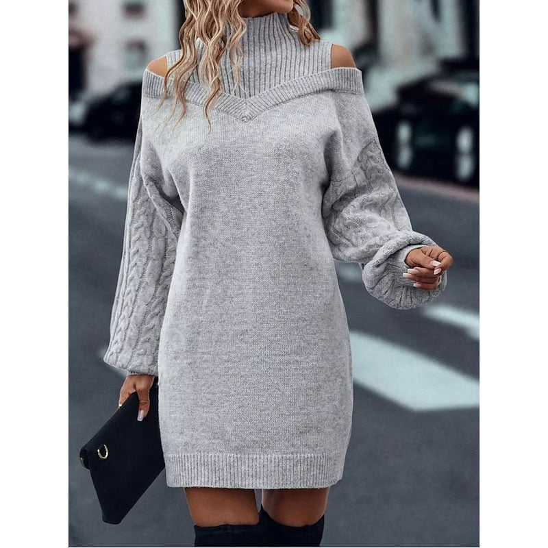 Josette Villard | Cold-Shoulder Turtleneck Sweater Dress For Women