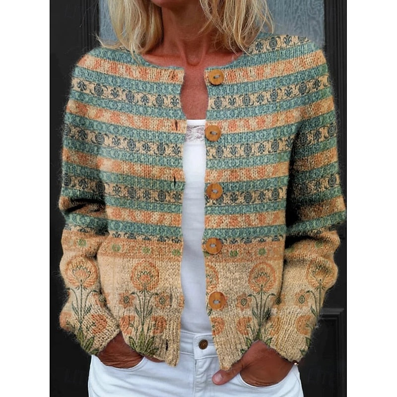 Renata Chastain | Botanical Print Cardigan With Button Front