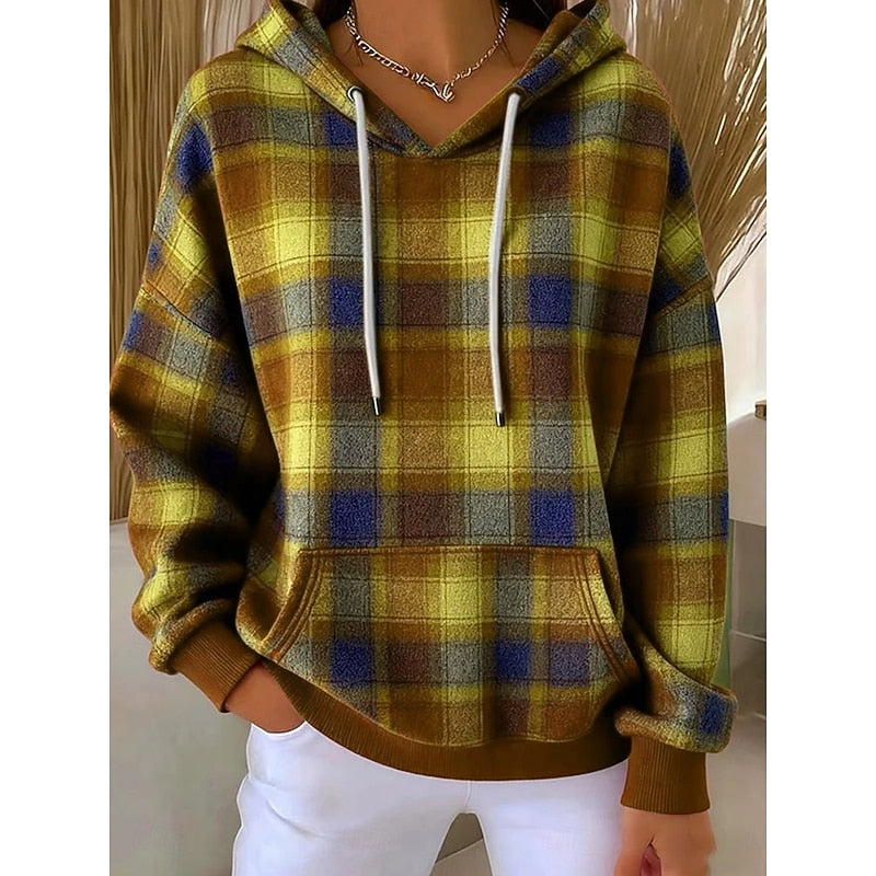 Margaux Delcourt | Checked Hoodie With Drawstring Hood For Women