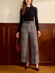 Adrienne Falconetti | Checked Wide-Leg Trousers For Women