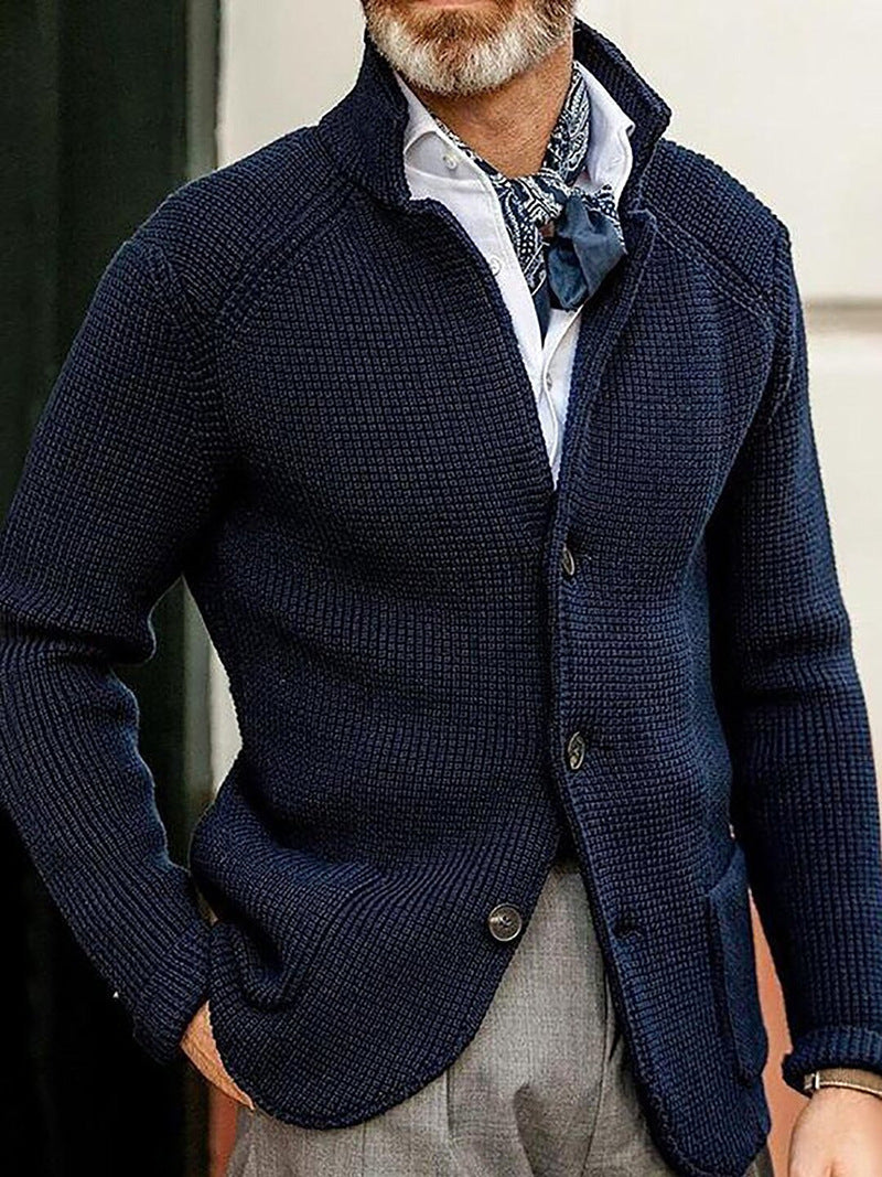 Wade Belham | Stand Collar Knit Cardigan Jacket For Men