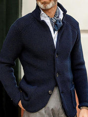 Wade Belham | Stand Collar Knit Cardigan Jacket For Men