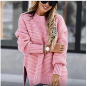 Marina Delcourt | Oversized Side-Slit Knit Sweater For Women