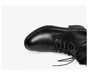 Dovie Selcroft | Black Lace Up Block Heel Ankle Boots For Women