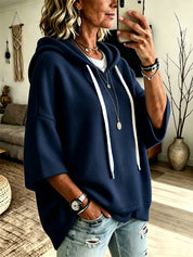 Bridget Calloway | Oversized Fleece Hoodie With 3/4 Sleeves For Women