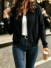 Louisa Bennington | Ribbed Zip-Up Cardigan For Women