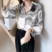 Noelle Stratford | Abstract Print Long Sleeve Blouse For Women