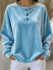 Amelinda Voscroft | Velvet Button Sweatshirt For Women