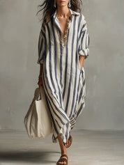 Thérèse Delannoy | Striped Shirt Maxi Dress For Women