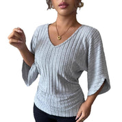 Corinne Lambert | Ribbed Knit V-Neck Top For Women