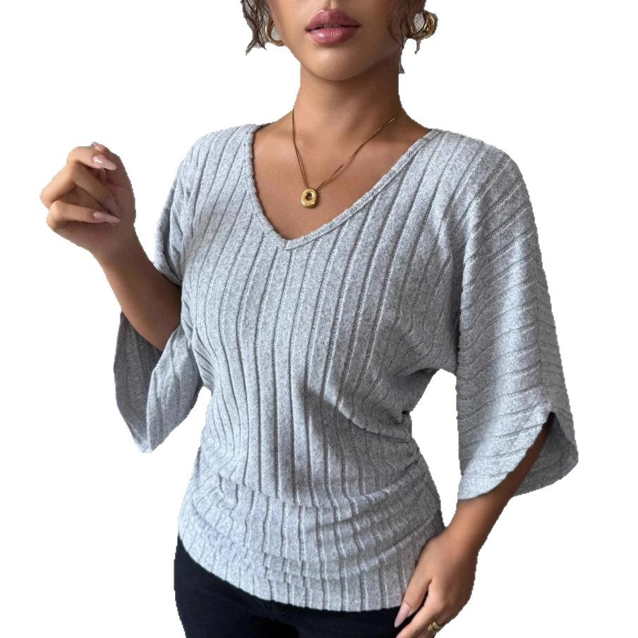 Corinne Lambert | Ribbed Knit V-Neck Top For Women