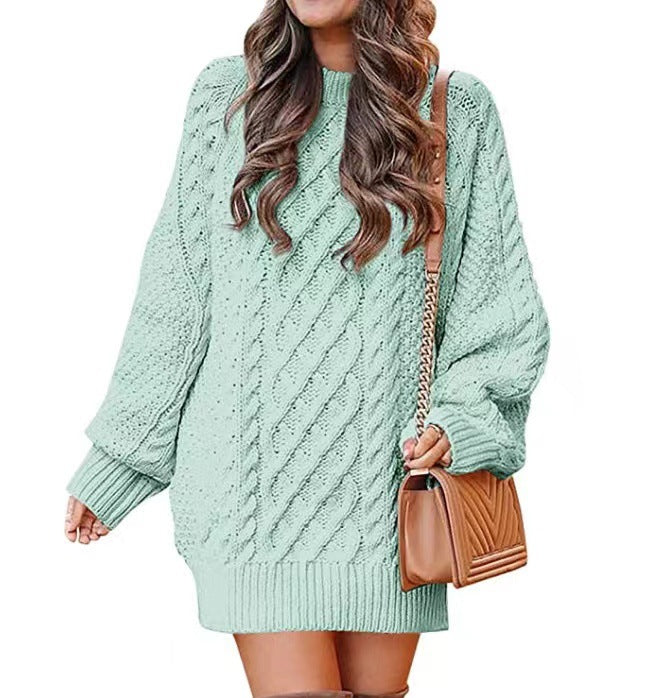 Eleanora Vance | Cable Knit Mini Sweater Dress For Women