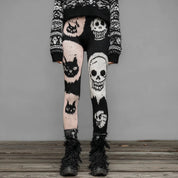 Vivienne Hartley | Patchwork Cat & Skull Print Leggings For Women