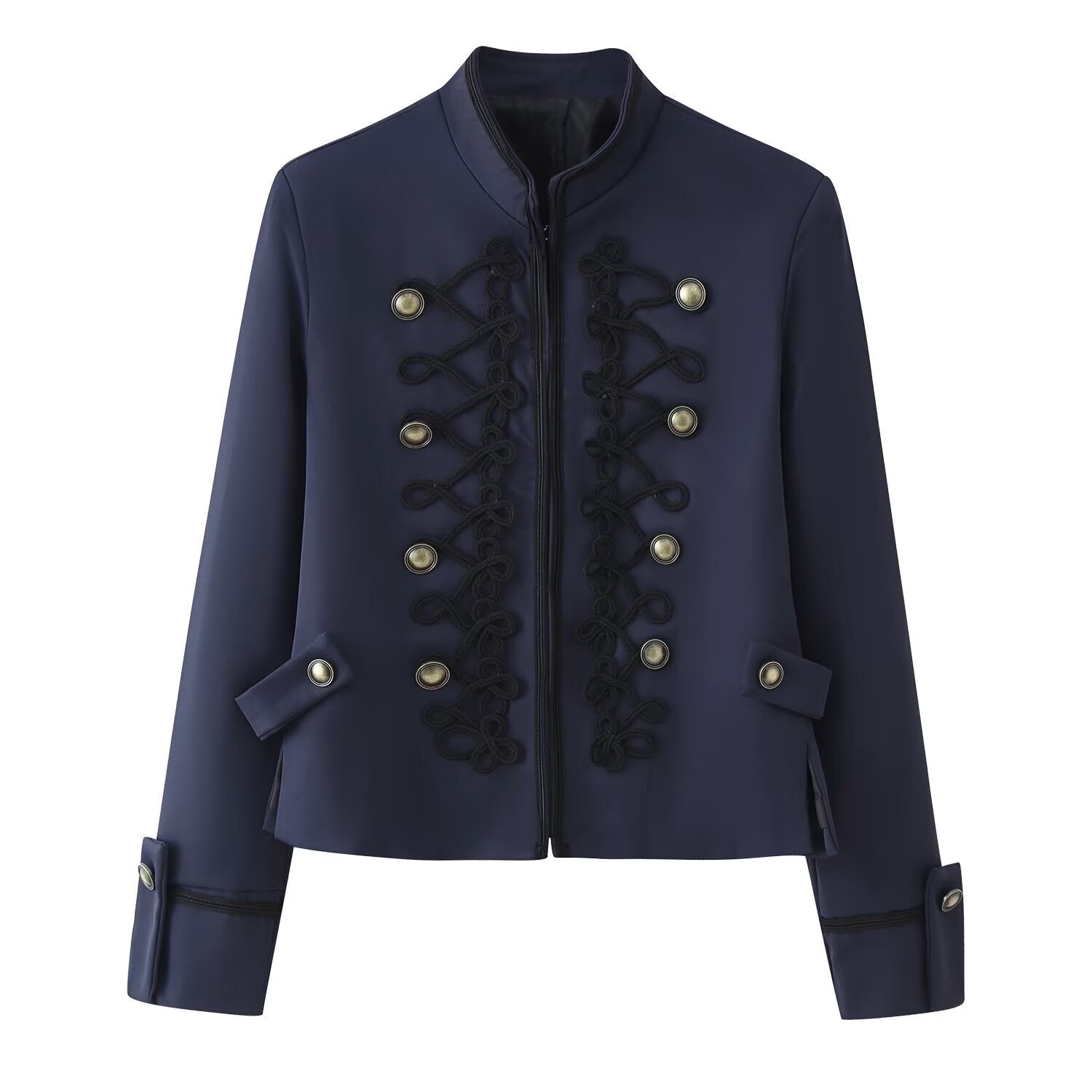 Helene Cadieux | Military-Style Cropped Jacket With Braided Trim For Women