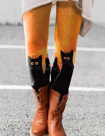 Selene Vasari | Cat Print Leggings For Women