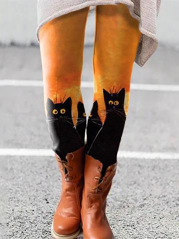 Selene Vasari | Cat Print Leggings For Women