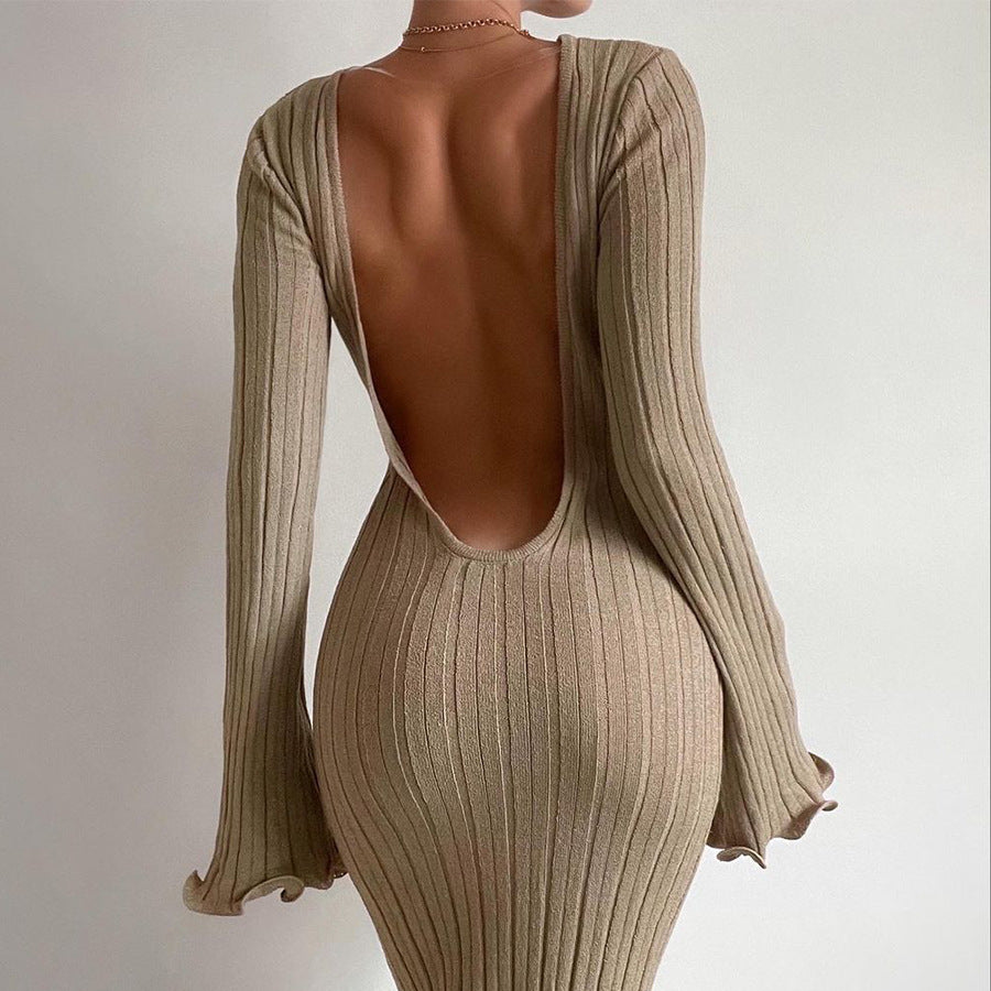 Anais Delvaux | Backless Ribbed Knit Maxi Dress For Women