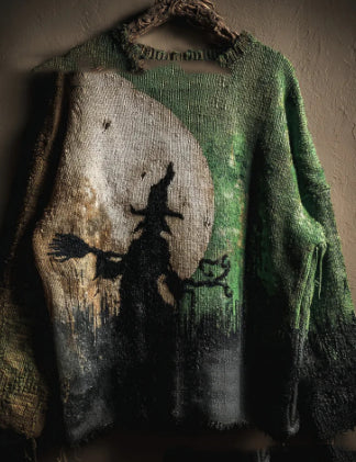 Odalys Ferrand | Halloween Cat Print Crew-Neck Sweater For Women
