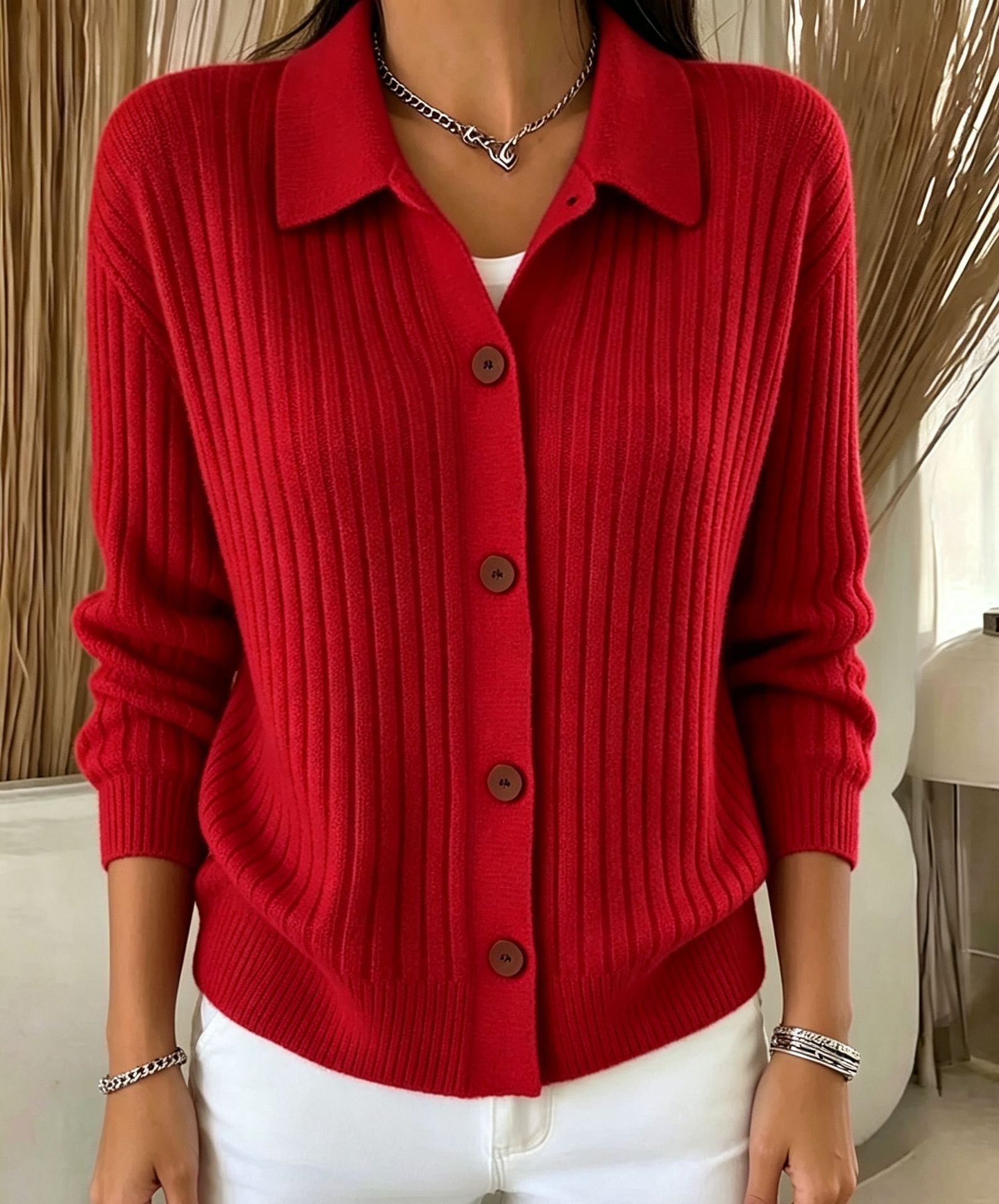 Isabella Moreau | Ribbed Knit Sweater Cardigan For Women