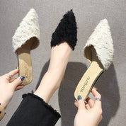 Kinsley Malwell | Fluffy Pointed Toe Mule Heels For Women
