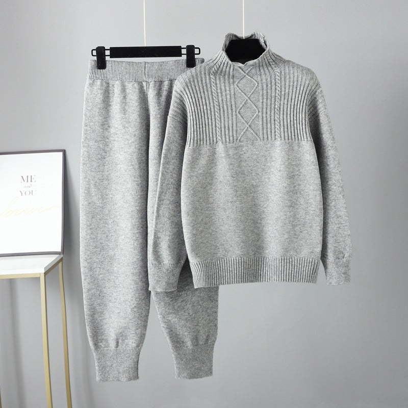 Odile Charvet | Cable-Knit Mock Neck Sweater Set For Women