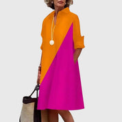 Rosalinde Westmore | Red Midi Shirt Dress with Pockets