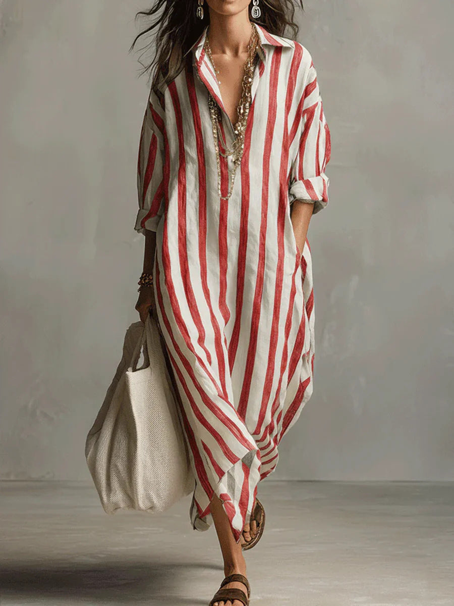 Thérèse Delannoy | Striped Shirt Maxi Dress For Women