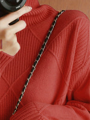 Josephine Alderidge | Diamond-Knit Turtleneck Sweater For Women