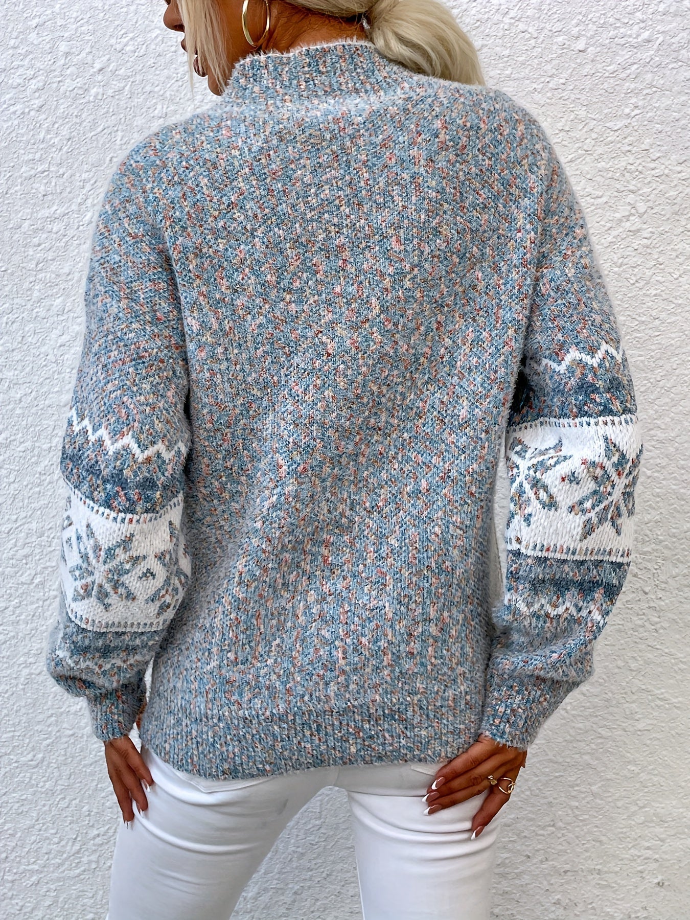 Solange Berthier | Cozy Snowflake Mock-Neck Sweater For Women