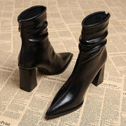 Coralie Duchamp | Pointed Toe Ankle Boots With Chunky Heel For Women