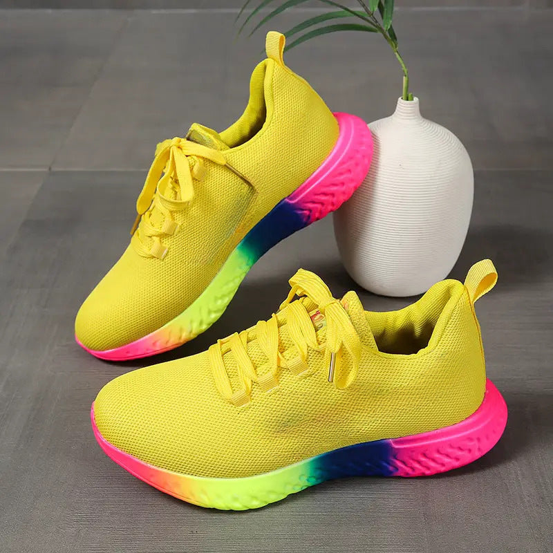 Lucia Ravenna | Rainbow Sole Mesh Sneakers For Women