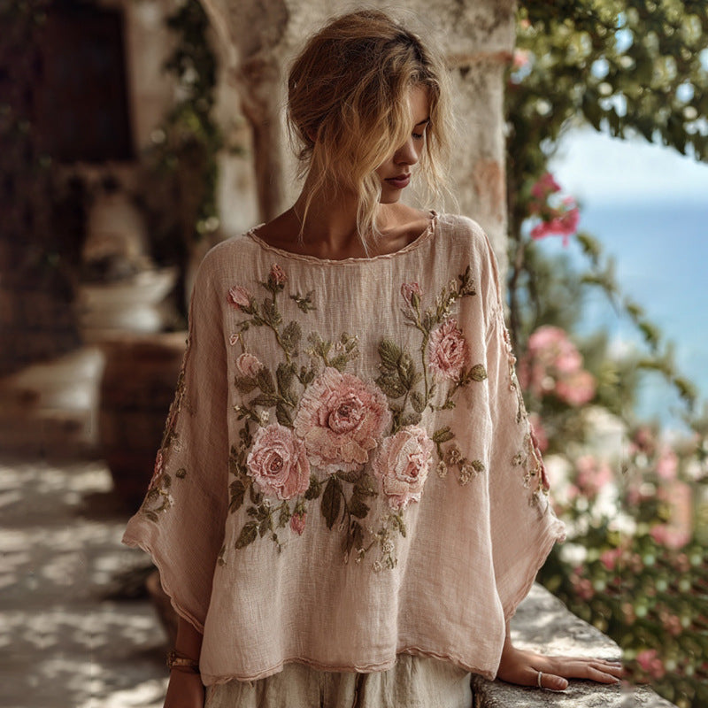 Felicity Boudreau | 3D Floral Bohemian Long-Sleeve Top For Women