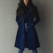 Rose Linstone | Suede-Look Long Trench Coat For Women