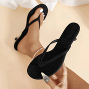 Élise Fontenoy | Suede Thong Mid-Heel Sandals For Women