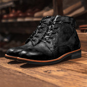 Heath Fenfield | Burnished Leather-Look Lace-Up Ankle Boots For Men