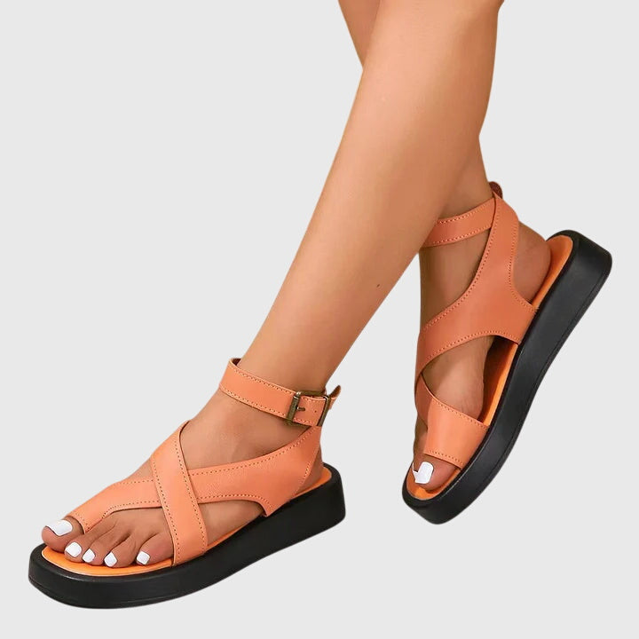 Rosalinde Ashgrove | Orange Platform Sandals with Ankle Strap