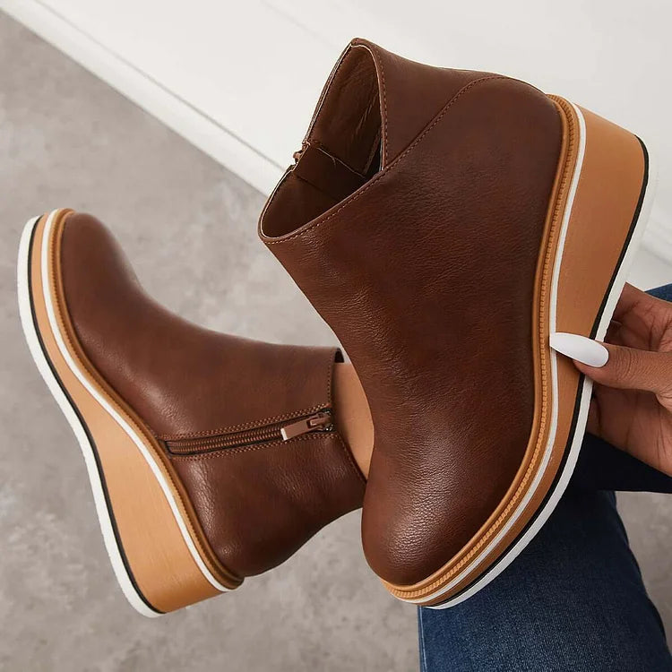 Lucette Fairborne | Navy Wedge Ankle Boots For Women